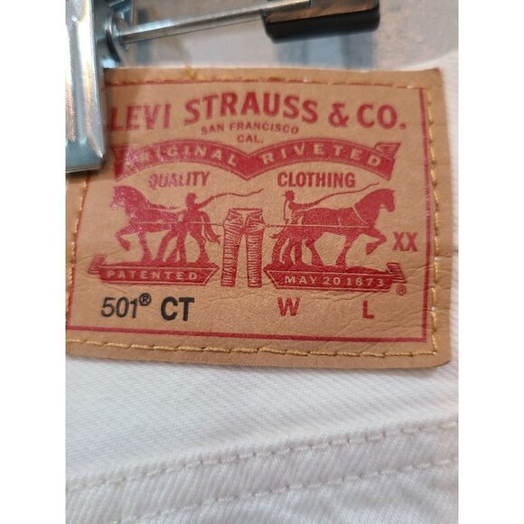 Levis 501 Jeans Women's Size 32 Denim White Straight Leg Distressed Button Fly - Picture 4 of 12